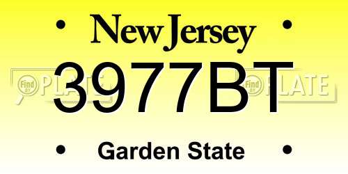 3977BT New Jersey License Plate