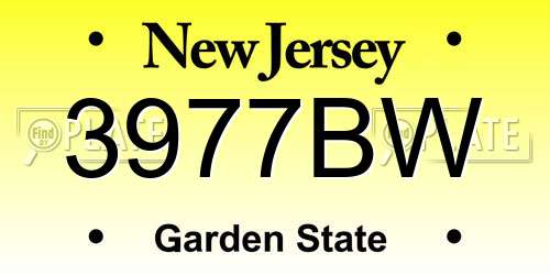 3977BW New Jersey License Plate