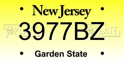 3977BZ New Jersey License Plate