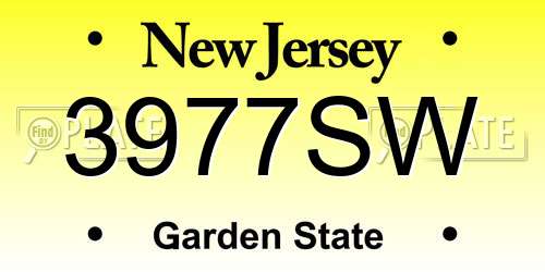 3977SW New Jersey License Plate