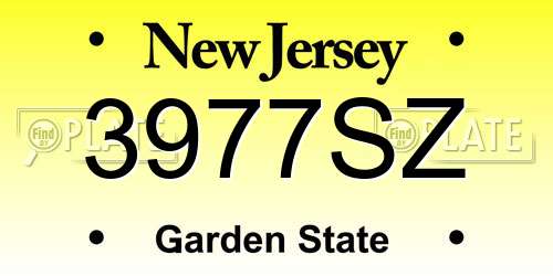 3977SZ New Jersey License Plate