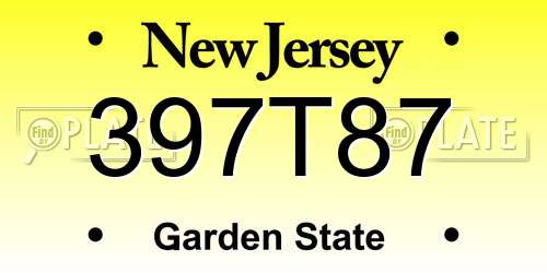 397T87 New Jersey License Plate