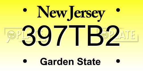 397TB2 New Jersey License Plate