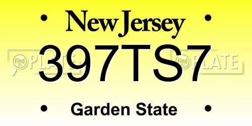 397TS7 New Jersey License Plate