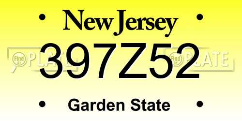 397Z52 New Jersey License Plate