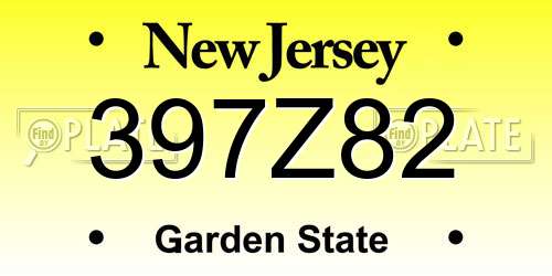 397Z82 New Jersey License Plate