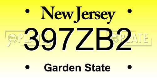 397ZB2 New Jersey License Plate