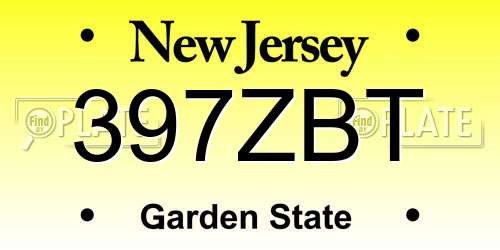 397ZBT New Jersey License Plate