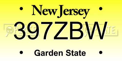 397ZBW New Jersey License Plate