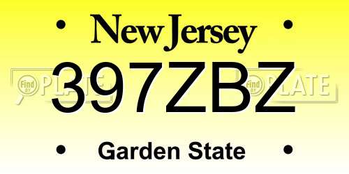 397ZBZ New Jersey License Plate