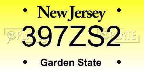 397ZS2 New Jersey License Plate