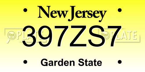 397ZS7 New Jersey License Plate