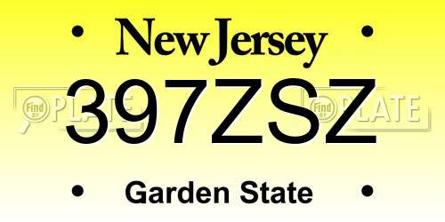 397ZSZ New Jersey License Plate