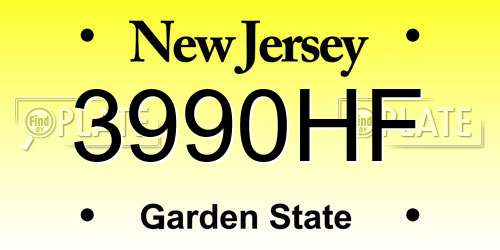3990HF New Jersey License Plate