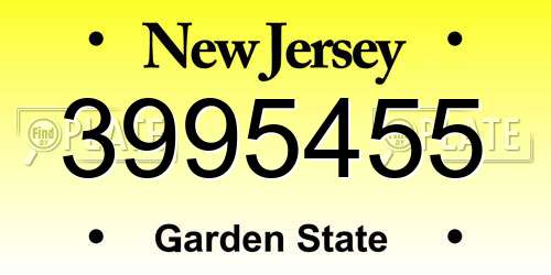 3995455 New Jersey License Plate