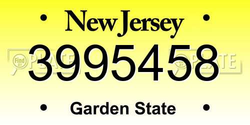 3995458 New Jersey License Plate
