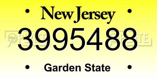 3995488 New Jersey License Plate