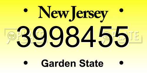 3998455 New Jersey License Plate