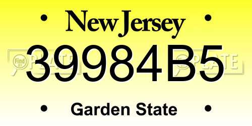 39984B5 New Jersey License Plate