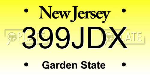 399JDX New Jersey License Plate
