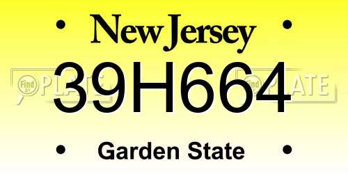 39H664 New Jersey License Plate