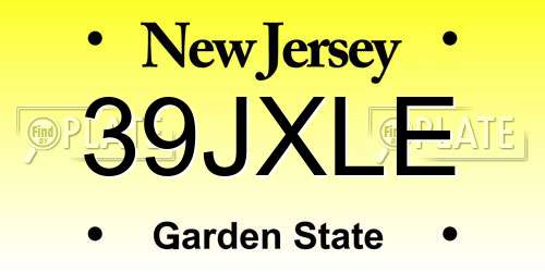39JXLE New Jersey License Plate