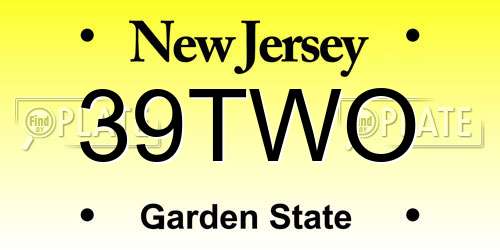 39TWO New Jersey License Plate