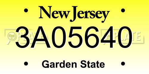 3A05640 New Jersey License Plate