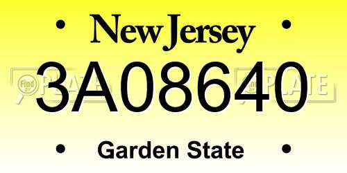 3A08640 New Jersey License Plate