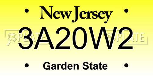 3A20W2 New Jersey License Plate