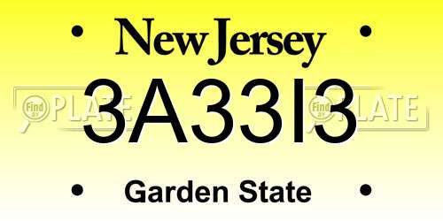 3A33I3 New Jersey License Plate