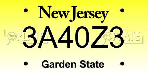 3A40Z3 New Jersey License Plate