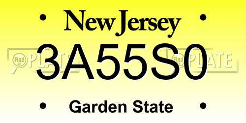 3A55S0 New Jersey License Plate