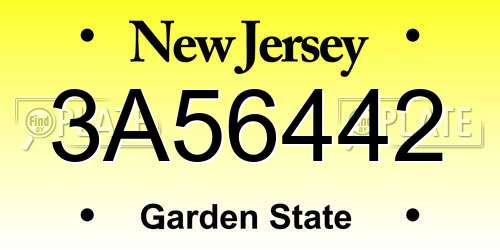 3A56442 New Jersey License Plate