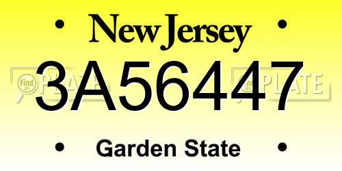 3A56447 New Jersey License Plate