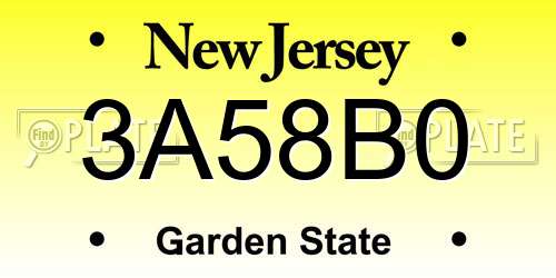 3A58B0 New Jersey License Plate