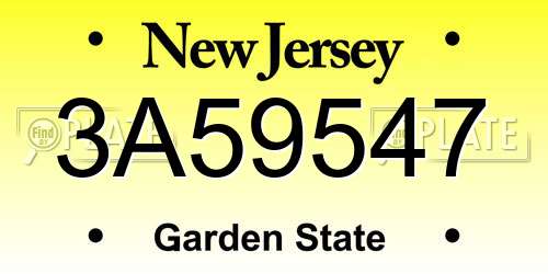 3A59547 New Jersey License Plate