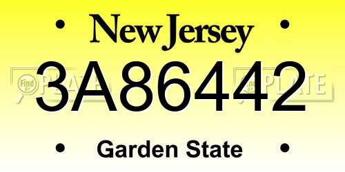 3A86442 New Jersey License Plate