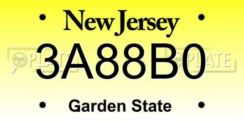 3A88B0 New Jersey License Plate