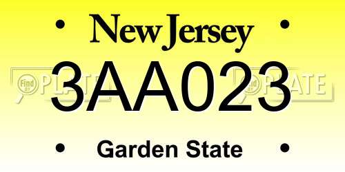 3AA023 New Jersey License Plate
