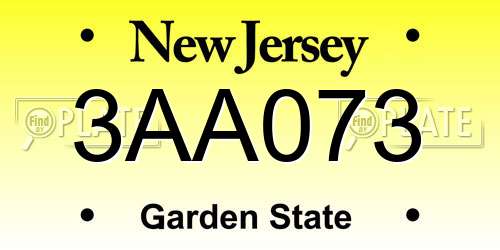 3AA073 New Jersey License Plate