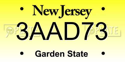 3AAD73 New Jersey License Plate