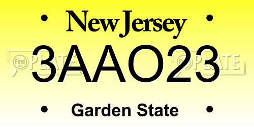 3AAO23 New Jersey License Plate
