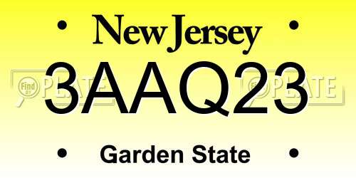 3AAQ23 New Jersey License Plate