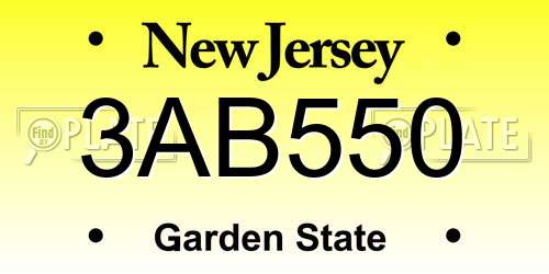 3AB550 New Jersey License Plate