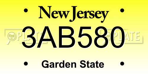 3AB580 New Jersey License Plate