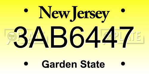 3AB6447 New Jersey License Plate