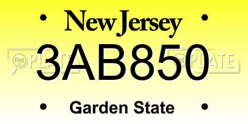 3AB850 New Jersey License Plate