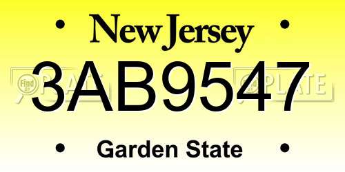 3AB9547 New Jersey License Plate