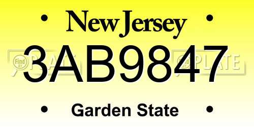 3AB9847 New Jersey License Plate
